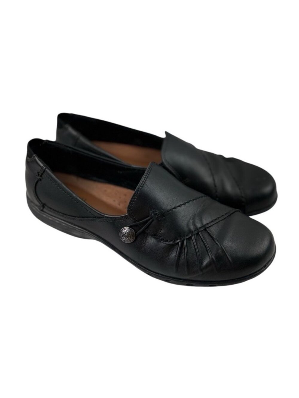 -Cobb Hill Paulette Slip On Loafers Womens Size 8.5 Black Leather Comfort Shoes